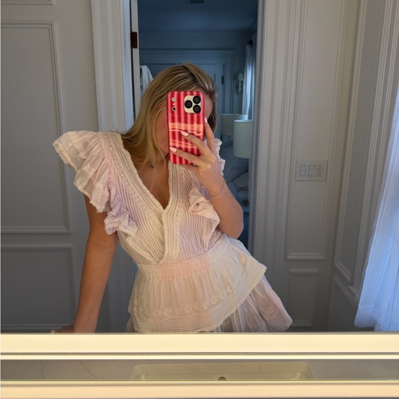 LoveShackFancy Pink Ruffled Mini Dress - Picture 4 of 6